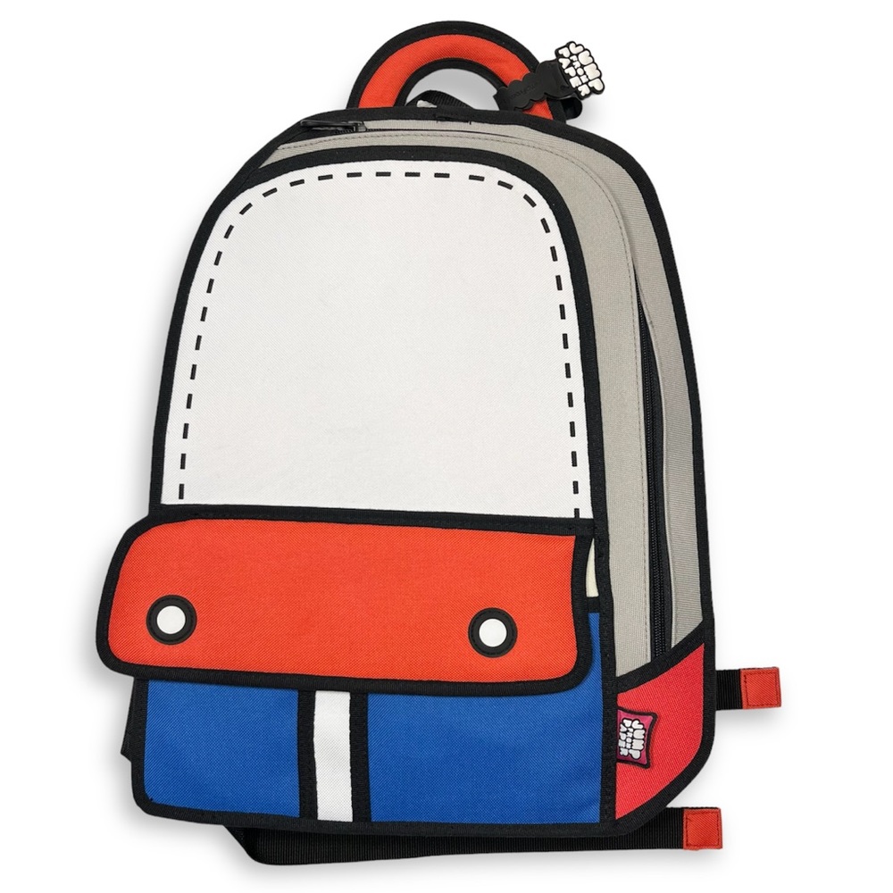 Jump From Paper 2D Pop Art Backpack Cartoon Bag Book Bag Adventure Red